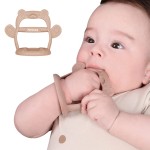 PETINUBE Baby Wrist Silicone Teether Soothing Pacifier for Infants 3+ Months Babies Pack of 1 Made in Korea Anti-Dropping (Bear-Cozy Beige)