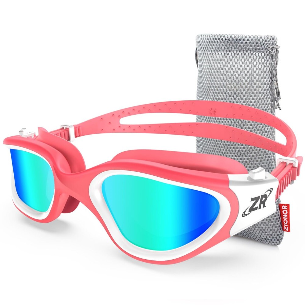 ZIONOR Swim Goggles, Upgraded G1 Polarized Swimming Goggles UV Protection Anti-fog Adjustable Strap for Men Women Adult Indoor or Outdoor (Polarized Light Mirror Gold Lens)