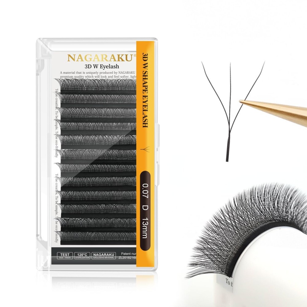 NAGARAKU W Eyelash Extensions High Capacity 54 Rows 3D Volume Premade Fan 0.07mm D Curl 7-15mm Mix Matte Black Easy Fanning yy Eye Lashes Handwoven W Shaped Wispy Cluster Professional Lash Supplies