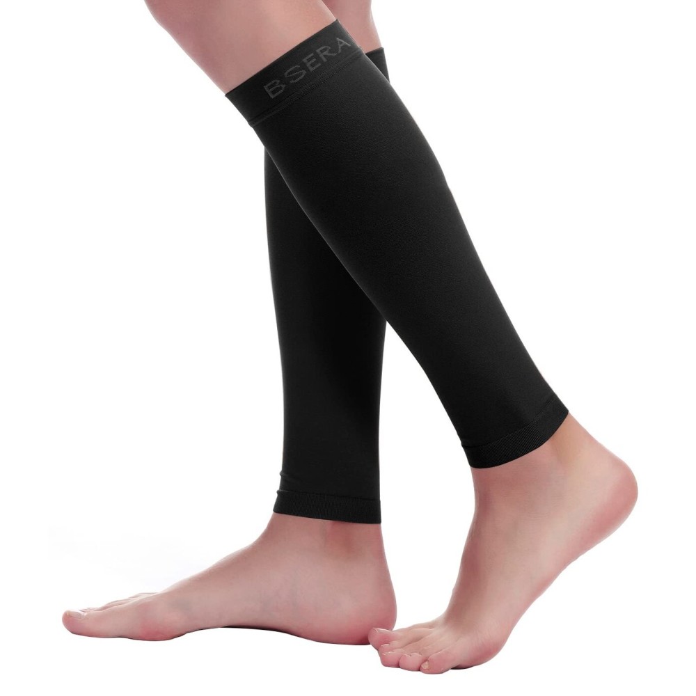 BSERA Calf Compression Sleeve Women Men, 2 Pairs 20-30mmHg Footless Compression Socks Stockings for Calf Support, Circulation, Swelling, Shin Splints, Varicose Veins, Recovery