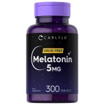 Carlyle Melatonin 5mg | 300 Tablets | Drug Free Supplement | Vegetarian, Non-GMO, Gluten Free