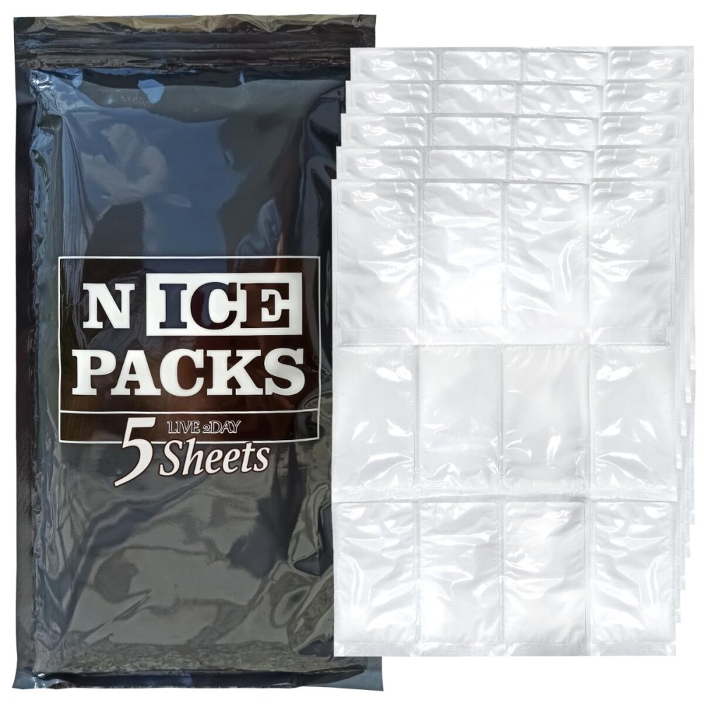 Nice Packs Reusable Dry Ice Packs for Coolers, Lunch Boxes, Frozen Food Shipping - Flexible and Long Lasting (5 Extra Large Sheets)