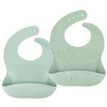 AVA + OLIVER Waterproof Silicone Bib Set with Adjustable Neck Closure - Durable Silicone Bibs for Babies - Set of 2 (Mint Confetti)