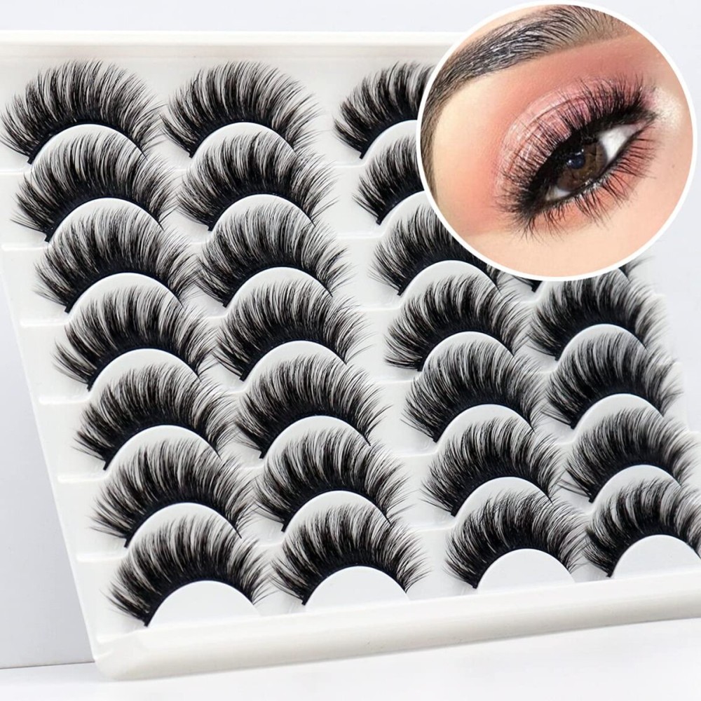 Losha Eyelashes Natural Look Faux Mink Lashes Pack Handmade Fluffy False Eyelashes 14 Pairs Eye Lashes (70)
