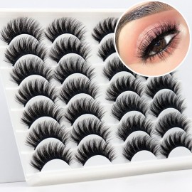 Losha Eyelashes Natural Look Faux Mink Lashes Pack Handmade Fluffy False Eyelashes 14 Pairs Eye Lashes (70)