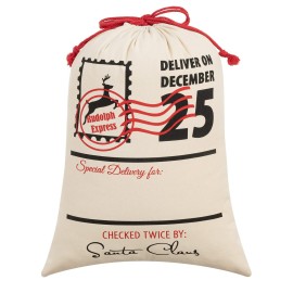 HBlife Canvas Santa Sack, 19.7 X 27.6 Inch Large Santa Bags for Gifts, Personalized Christmas Sacks for Presents with Drawstring, Style 16