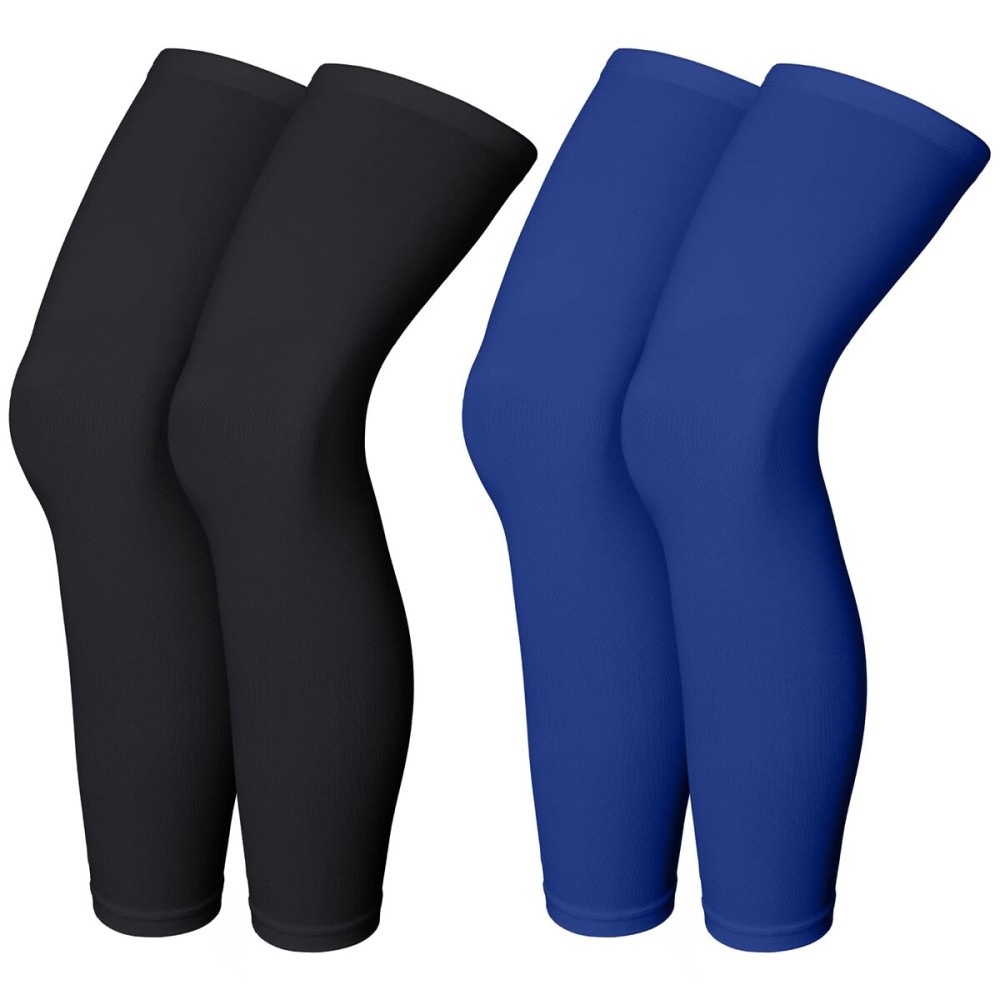 Skylety Compression Leg Sleeve Full Length Leg Sleeves Sports Cycling for Men Women, Running, Basketball(M,Blue, Black)