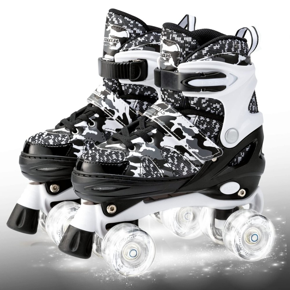 Kuxuan Skates Boys and Girls Adjustable Roller Skates with Light up Wheels, Fun Illuminating Skate for Kids Youth