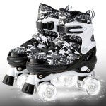 Kuxuan Skates Boys and Girls Adjustable Roller Skates with Light up Wheels, Fun Illuminating Skate for Kids Youth
