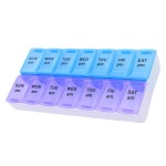 7 Day Weekly AM PM Pill Organizer, ShysTech Large Pill Case Pill Box for Pills Vitamin Supplements Medication (Purple/Blue)
