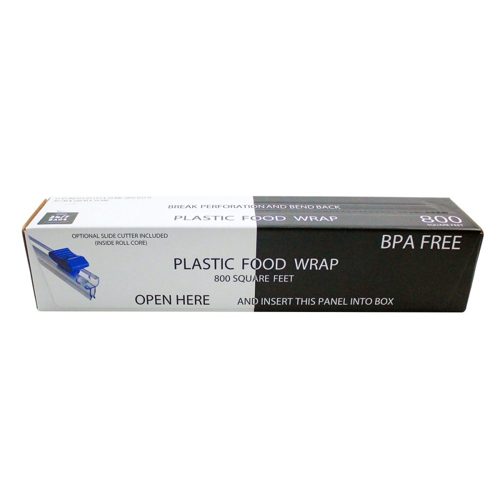 Plastic Food Wrap- 800 SQ. FT. BPA-Free, Includes Optional Slide Cutter, Extra Cling And No Mess, Clear