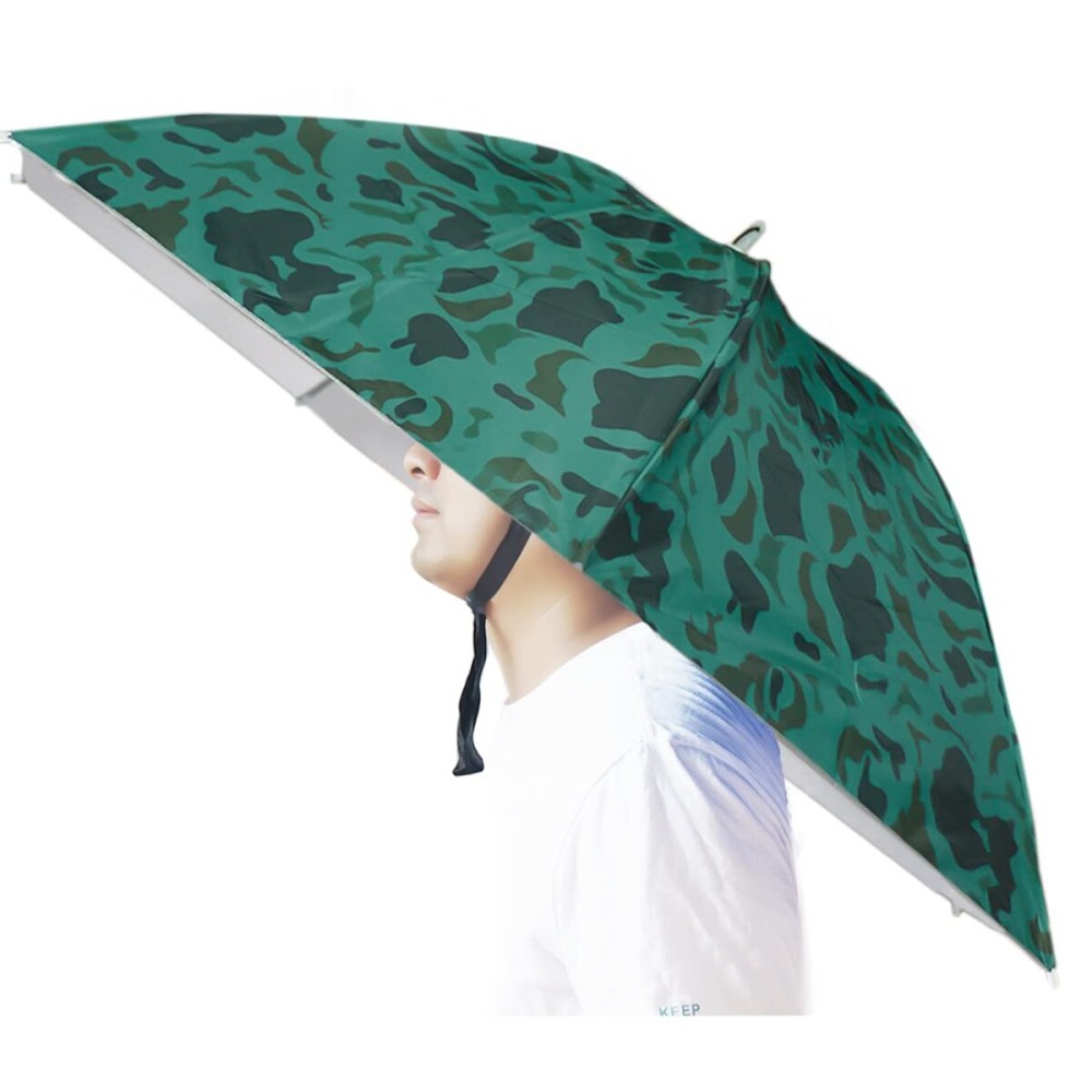 Umbrella Hat, Bocamoty 37 inch Fishing Umbrella Hat Hands Free Foldable UV Protection Umbrella Cap Adjustable Headwear for Fishing Golf Beach Gardening Sunshade Outdoor
