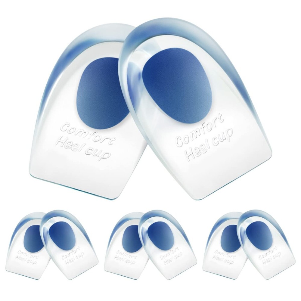 Heel Cups for Achilles Tendonitis & Plantar Fasciitis - 6 Pack Gel Shoe Inserts for Heel Pain Relief, Arch Support, for Women & Men