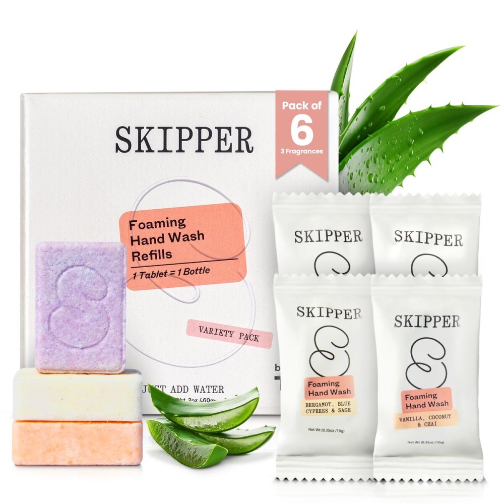 Tirtyl Skipper Foaming Hand Soap Tablet Refills - 6 Pack - 48 fl oz total (6x 8 fl oz) - Rebranded - Compostable Packaging - Variety Fragrance Pack