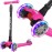 Scooters for Kids 3 Wheel Kick Scooter for Toddlers Girls & Boys, 4 Adjustable Height, Lean to Steer, Extra-Wide Deck, Light Up Wheels for Children from 3 to 14 Years Old,Pink