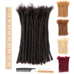 DAIXI 0.6cm Thickness 8 Inch 20 Strands 100% Real Human Hair Dreadlock Extensions for Man/Women Full Head Handmade 0.24Inch Thinner Can Be Dyed and Bleached Soft Dreadlocks with Needle and Comb