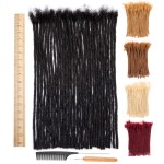 DAIXI 0.6cm Thickness 18 Inch 20 Strands 100% Real Human Hair Dreadlock Extensions for Man/Women Full Head Handmade 0.24Inch Thinner Can Be Dyed and Bleached Soft Dreadlocks with Needle and Comb
