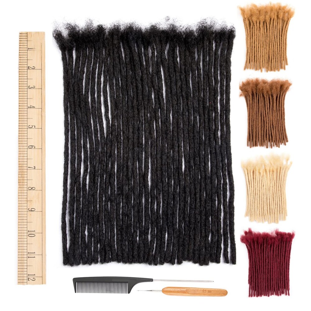 DAIXI 0.6cm Thickness 10 Inch 20 Strands 100% Real Human Hair Dreadlock Extensions for Man/Women Full Head Handmade 0.24Inch Thinner Can Be Dyed and Bleached Soft Dreadlocks with Needle and Comb