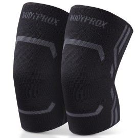 Bodyprox Knee Compression Sleeve for Men and Women (2 Pack), Knee Support Brace for Running and Work out (X-Large)