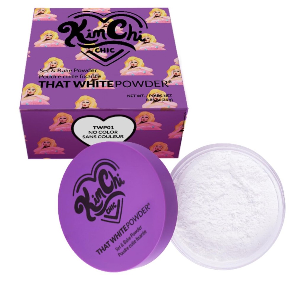 Kimchi Chic Beauty That WhitePowder Set and Bake Mattifying Setting Powder for Makeup, Extra Fluffy Loose Face Powder Poof, Soft Natural Face Makeup Helps Minimize the Appearance of Fine Lines, White