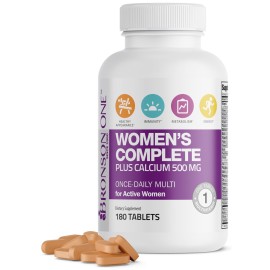 Bronson ONE Daily Womens Complete Multivitamin Multimineral Once-Daily Multi for Active Women, 180 Tablets
