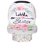 Baby Car Seat Covers Girls, Little Sister Car Seat Canopy for Infant, Multiuse Nursing Covers, Floral Theme Newborn Carrier Cover Summer, Breastfeeding Scarf, Ultra-Soft Breathable