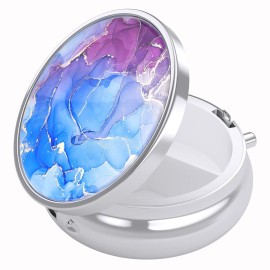 Nipichsha Pill Box, Small Pill Case for Purse & Pocket, Cute Travel Medicine Organizer, Portable Medicine Container Holder to Hold Vitamins, Medication, Fish Oil & Supplement, Blue Marble