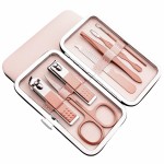 QURIPE 7pcs Manicure Set, Nail Clippers Kit, Stainless Steel Manicure Kit, Nail Clipping Tools Portable Travel Grooming Kit, The Best Gift with Luxurious Case(Rose Gold)