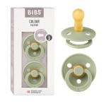 BIBS Pacifiers Colour Collection | Natural Rubber Baby Pacifier | Round Nipple | Set of 2 BPA-Free Soothers | Made in Denmark | 0+ Months (Pack of 2) | Sage