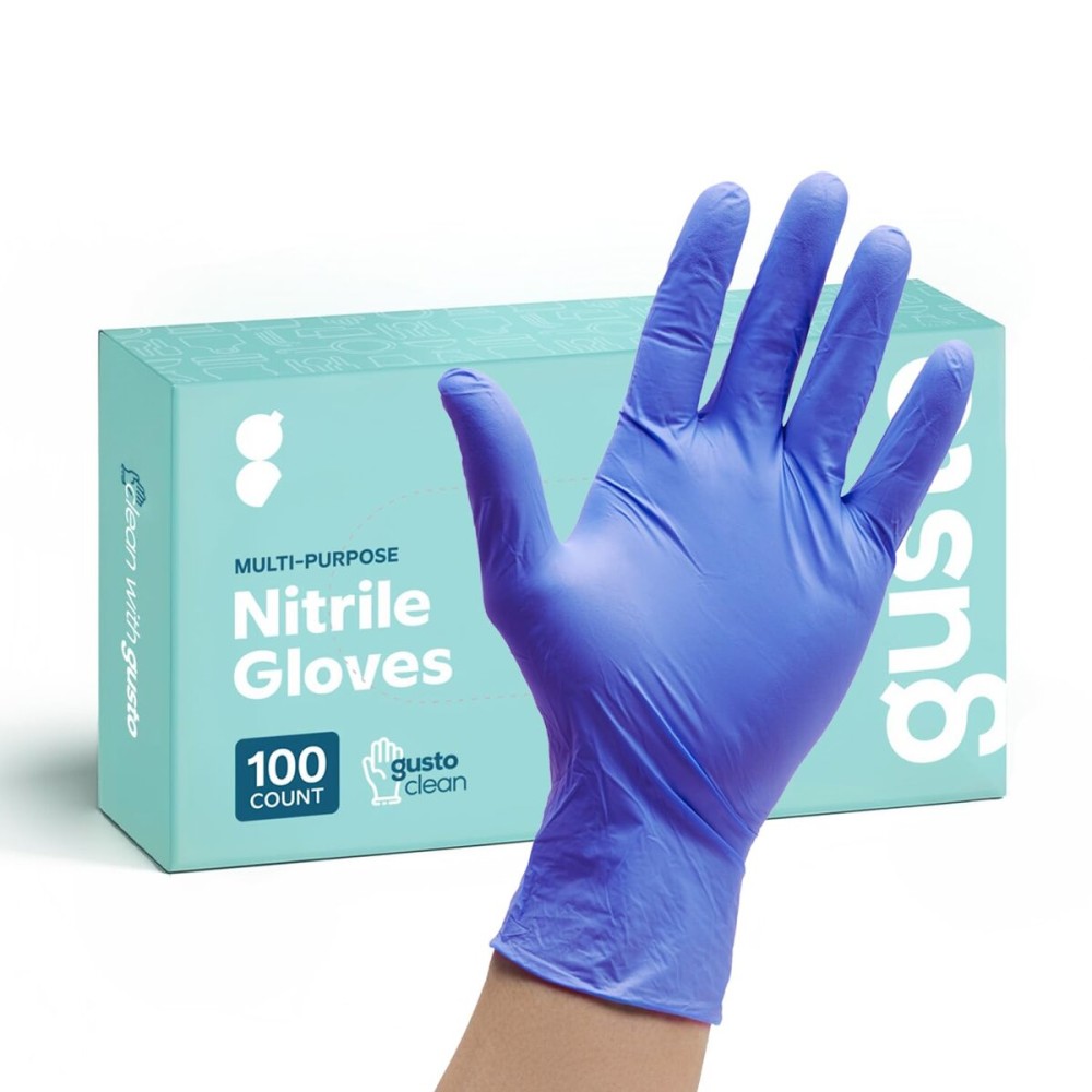 GUSTO [100 Count Blue Nitrile Gloves, Disposable Gloves - 4 Mil, Latex & Rubber Free, Non-Sterile Powder-Free - X-Large (Formerly Comfy Package)