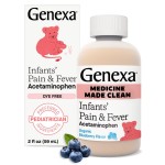 Genexa Infants\' Clean Acetaminophen | Pediatrician Preferred Ingredients | Pain Reliever & Fever Reducer for Babies | Dye Free, 0% Artificial Additives | Delicious Organic Blueberry Flavor, 2 fl oz
