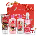 Vital Luxury Cotton Candy Bath & Body Kit, 3 Fl Oz, Ideal Skincare Gift Home Spa Set, Includes Body Lotion, Shower Gel, Body Cream, and Fragrance Mist, Birthday Mother\'s Day Gifts