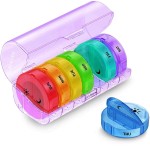 Sukuos Weekly Pill Organizer 7 Day 2 Times a Day, Large Daily Pill Box Easy to Open, AM PM Pill Case for Medicine/Vitamin/Fish Oil/Supplements (Purple)
