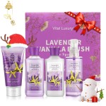 Vital Luxury Lavender Vanilla Blush Bath & Body Kit, 3 Fl Oz, Ideal Skincare Gift Home Spa Set, Includes Body Lotion, Shower Gel, Body Cream, and Fragrance Mist,Birthday Mother\'s Day Gifts