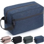 Travel Toiletry Bag for Women and Men, Water-resistant Shaving Bag for Toiletries Accessories, Foldable Storage Bags with Divider and Handle for Cosmetics Toiletries Brushes Tools (Blue)