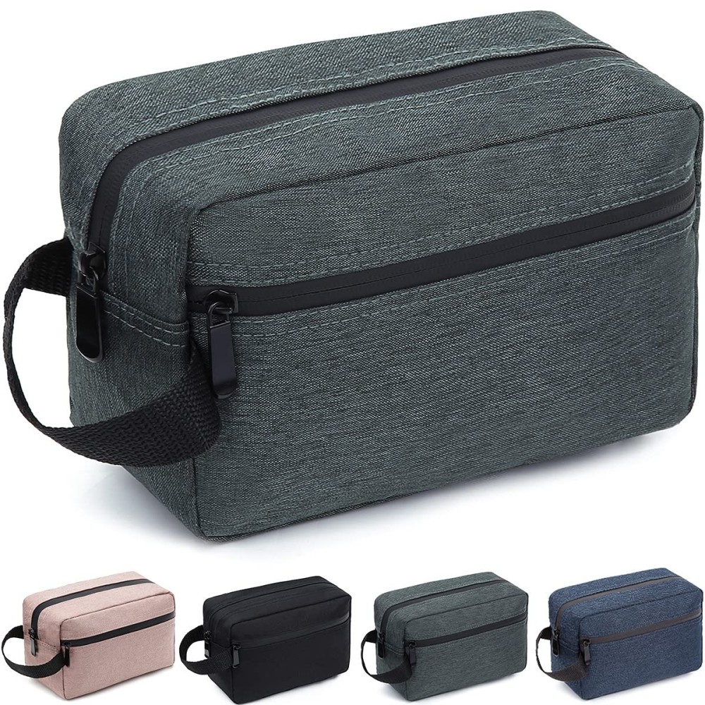 Travel Toiletry Bag for Women and Men, Water-resistant Shaving Bag for Toiletries Accessories, Foldable Storage Bags with Divider and Handle for Cosmetics Toiletries Brushes Tools (Gray)