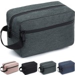 Travel Toiletry Bag for Women and Men, Water-resistant Shaving Bag for Toiletries Accessories, Foldable Storage Bags with Divider and Handle for Cosmetics Toiletries Brushes Tools (Gray)