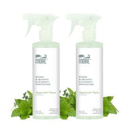 MORE Stone & Quartz Cleaner + Protector - Water Based Formula for Natural Stone and Quartz Surfaces (Pint 16 oz - Twin Pack)