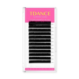 TDANCE Lash Extension Matte Black Eyelash Extension C CC D DD J B L Curl Volume & Classic Lash Extensions 0.03-0.18mm Thickness Professional Salon Use(0.03-D,16 mm)