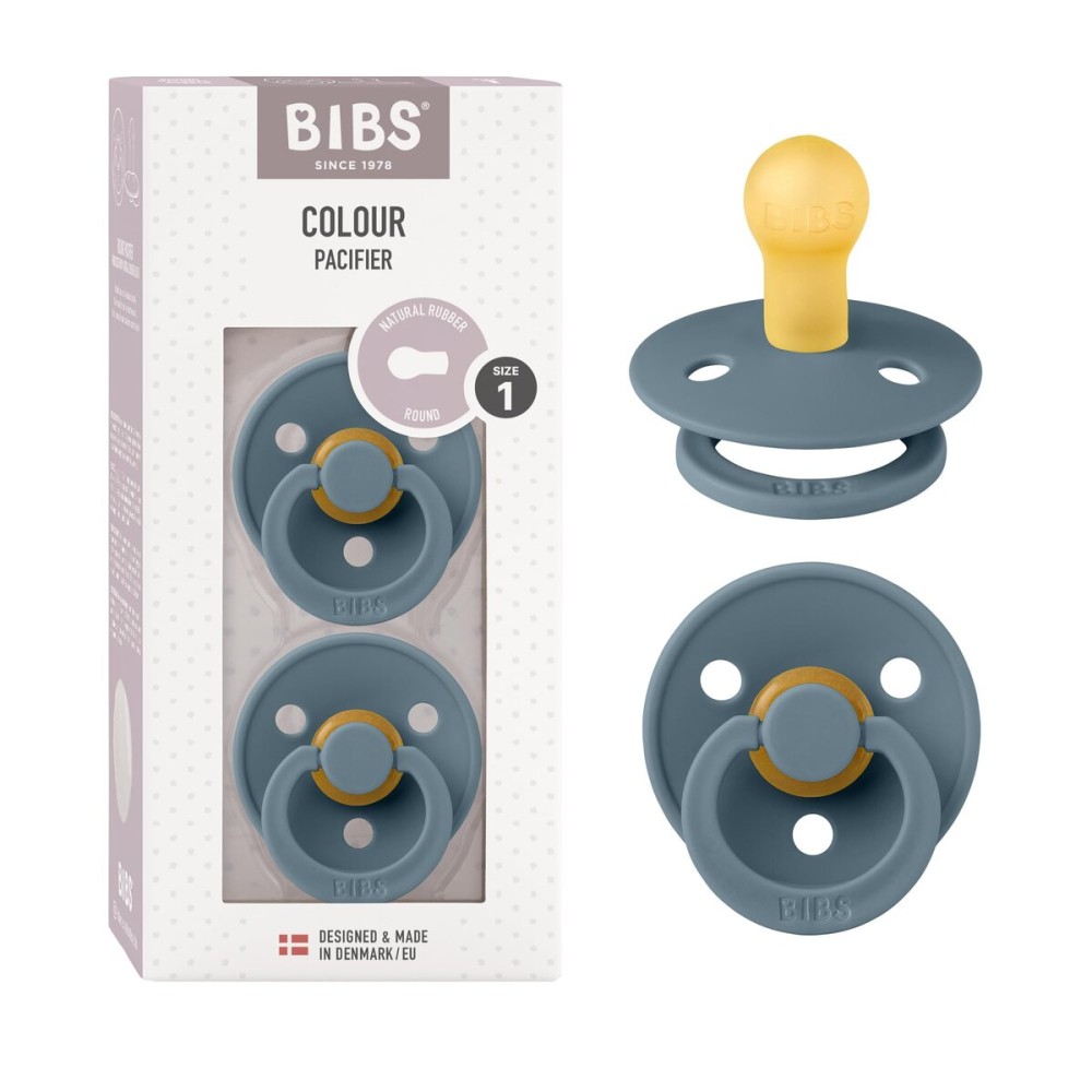 BIBS Pacifiers Colour Collection | Natural Rubber Baby Pacifier | Set of 2 BPA-Free Soothers | Made in Denmark | 0+ Months (Pack of 2) | Petrol Blue