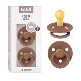 BIBS Pacifiers Colour Collection | Natural Rubber Baby Pacifier | Set of 2 BPA-Free Soothers | Made in Denmark | 6+ Months (Pack of 2) | Woodchuck