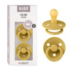 BIBS Pacifiers Colour Collection | Natural Rubber Baby Pacifier | Set of 2 BPA-Free Soothers | Made in Denmark | 6+ Months (Pack of 2) | Mustard
