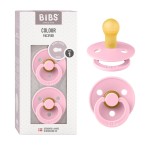 BIBS Pacifiers Colour Collection | Natural Rubber Baby Pacifier | Set of 2 BPA-Free Soothers | Made in Denmark | 0+ Months (Pack of 2) | Baby Pink