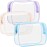 F-color Clear Toiletry Bag - 3 Pack TSA Approved Toiletry Bag Clear Makeup Bag, Travel Cosmetic Bag for Women, Carry on Airport Airline Compliant Bag, Black, White, Blue(for age 12 or above)