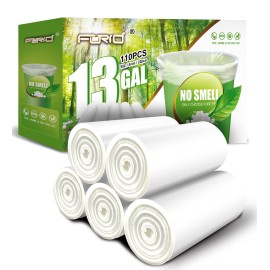 FORID 13 Gallon Trash Bags - Clear Plastic Garbage Bags Medium Tall Trash Can Liners for Kitchen Office Home Waste Bins Unscented One Box with 5 Roll 110 Count 55 Liter - Thick & Durable Trash Bag