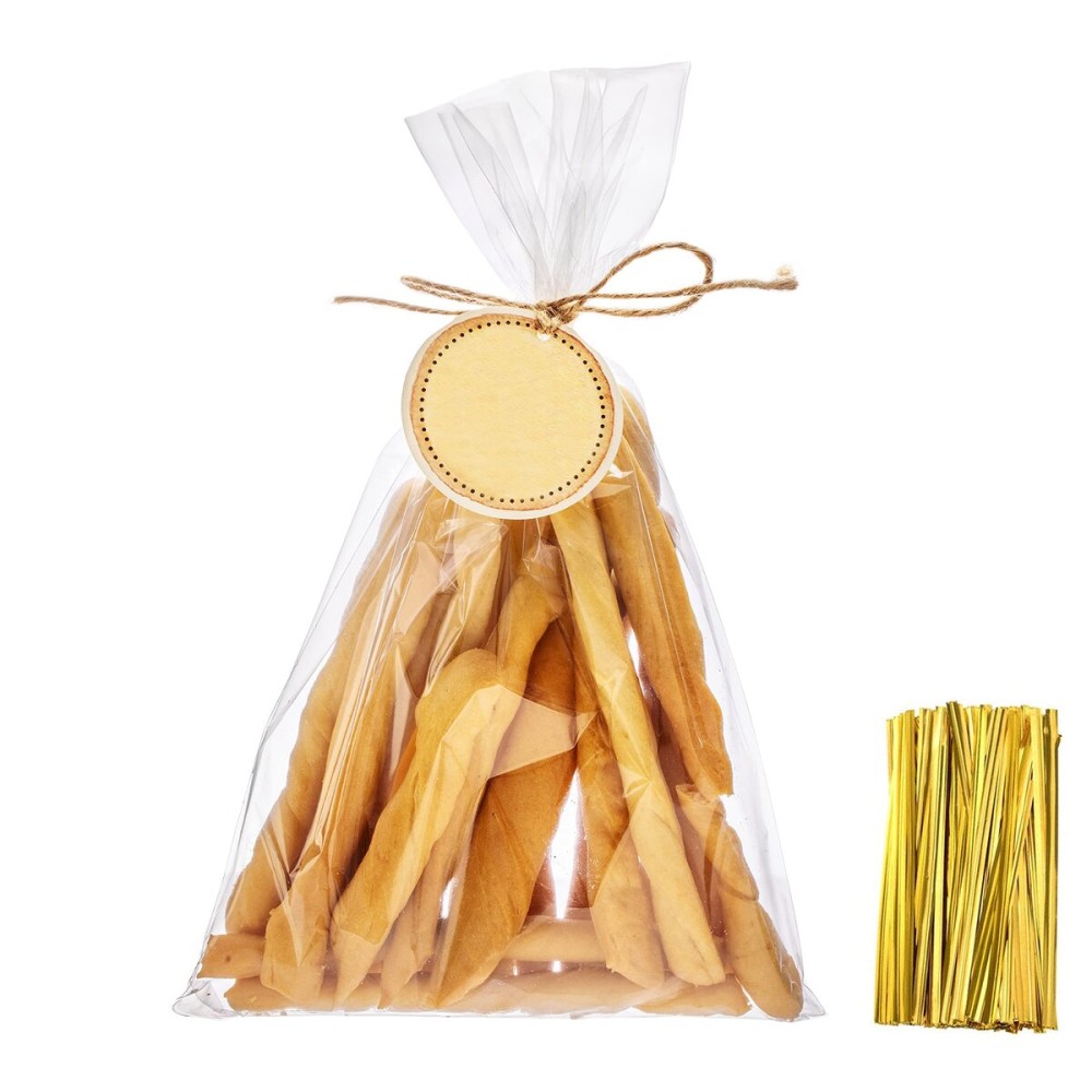 Yotelab Cellophane Bags, 6x12 Inches Clear Cellophane Treat Bags With Twist Ties, 100 PCS
