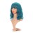 VCKOVCKO Natural Wavy Wig With Air Bangs Short Bob Dark Blue Wigs Women\'s Shoulder Length Wigs Curly Wavy Synthetic Cosplay Wig Pastel Bob Wig for Girl Colorful Wigs(12,Dark Blue)