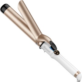 Hoson 1 1/2 Inch Curling Iron Large Barrel, 1.5 Inch Long Barrel Curling Wand Dual Voltage, Ceramic Tourmaline Coating with LCD Display, Glove Include