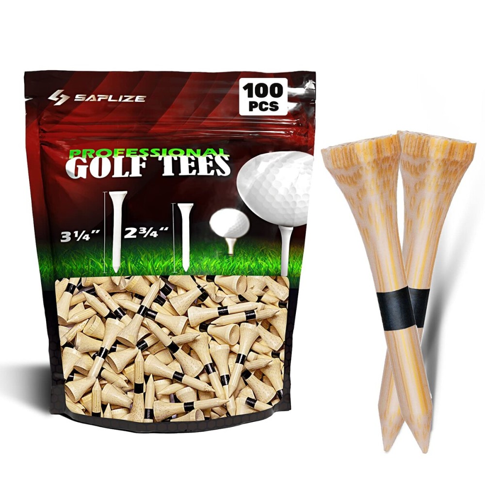 SAPLIZE Golf Tees Bamboo Tees, Pack of 100 (1-1/2)- Biodegradable, Stable Golf Tees