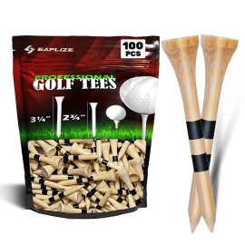 SAPLIZE Golf Tees Bamboo Tees, Pack of 100 (2-1/8)- Biodegradable, Stable Golf Tees